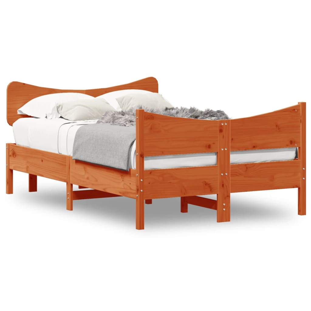 vidaXL Bed Frame without Mattress Wax Brown 120x200 cm Solid Wood Pine