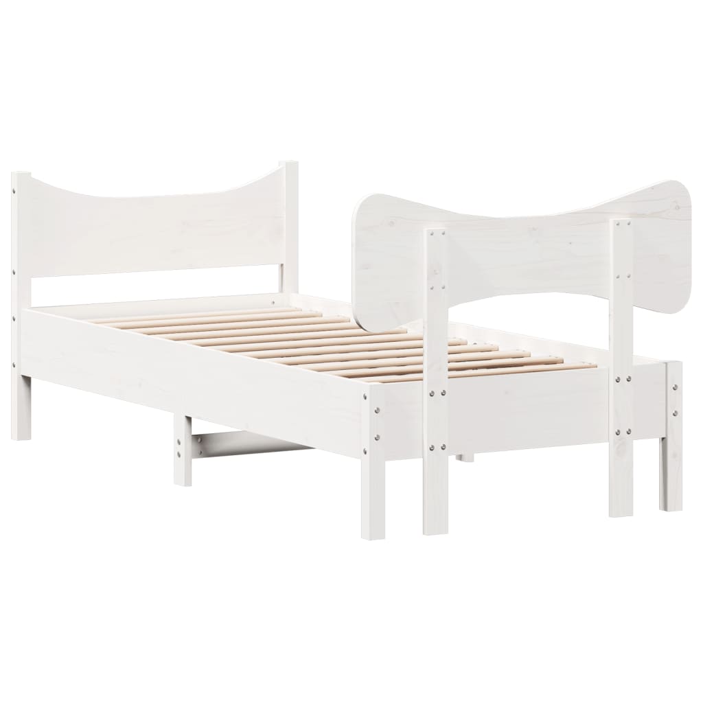 vidaXL Bed Frame without Mattress White 90x200 cm Solid Wood Pine