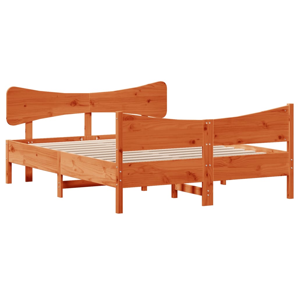 Bed Frame without Mattress Wax Brown 140x190 cm Solid Wood Pine