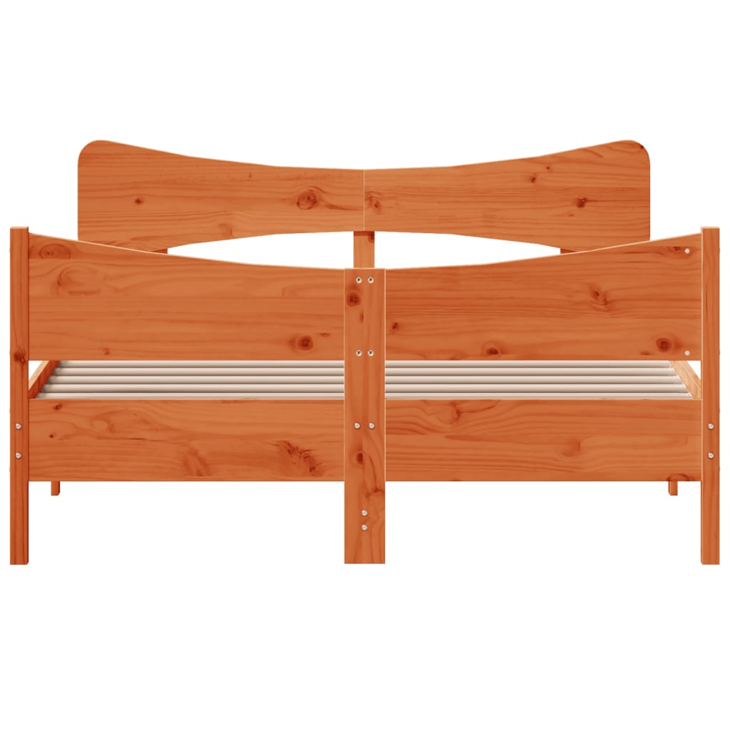 Bed Frame without Mattress Wax Brown 140x190 cm Solid Wood Pine