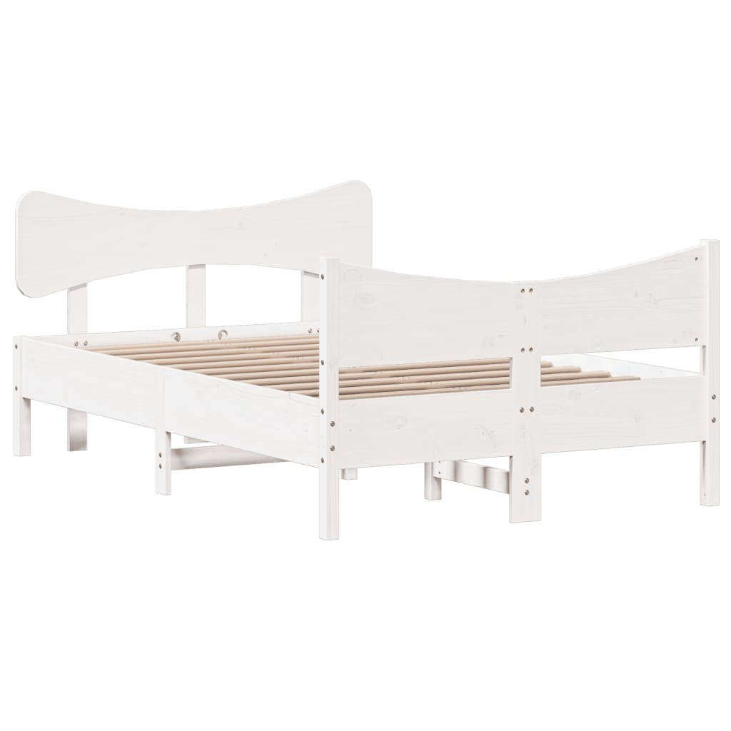 vidaXL Bed Frame without Mattress White 120x190 cm Small Double Solid Wood Pine