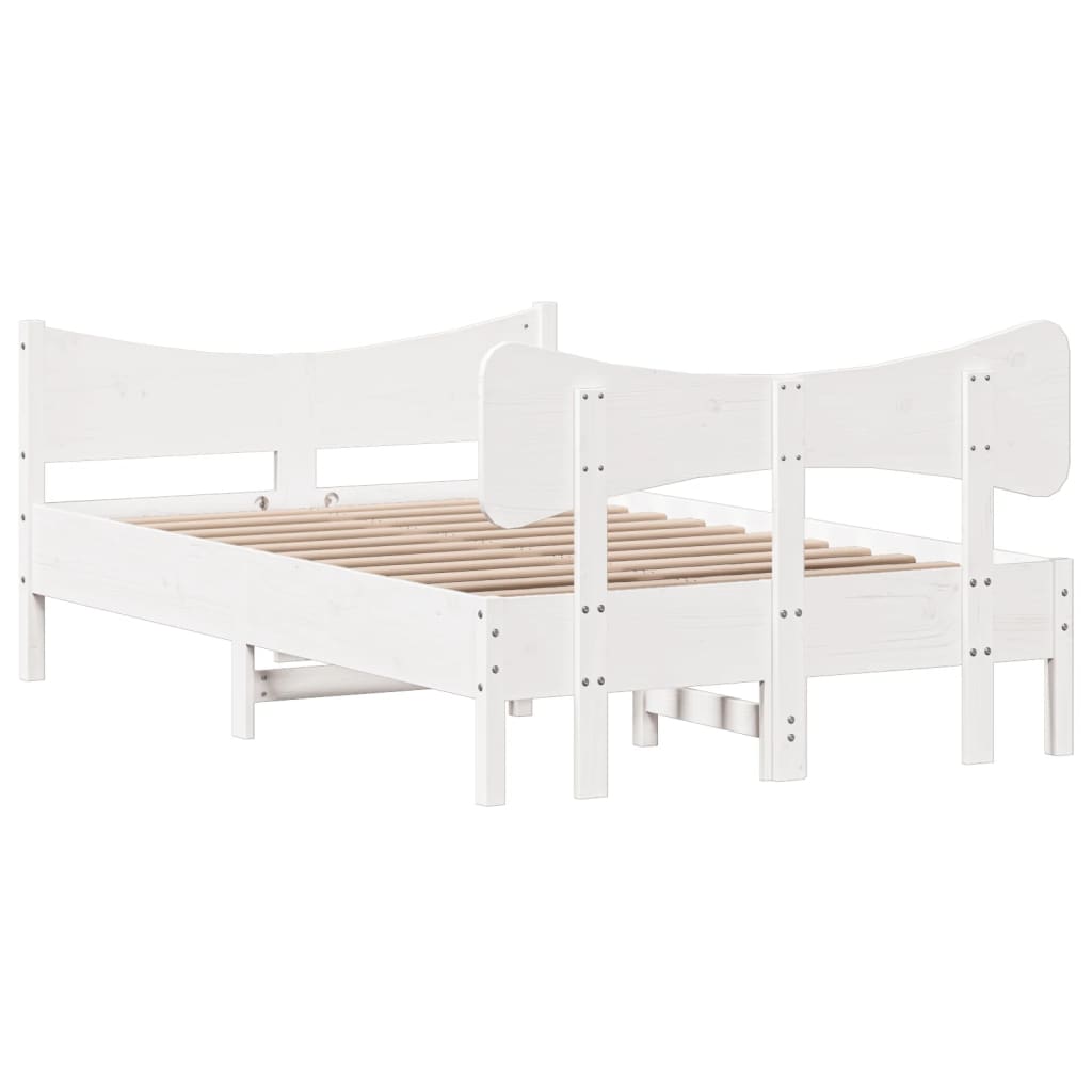 vidaXL Bed Frame without Mattress White 120x190 cm Small Double Solid Wood Pine