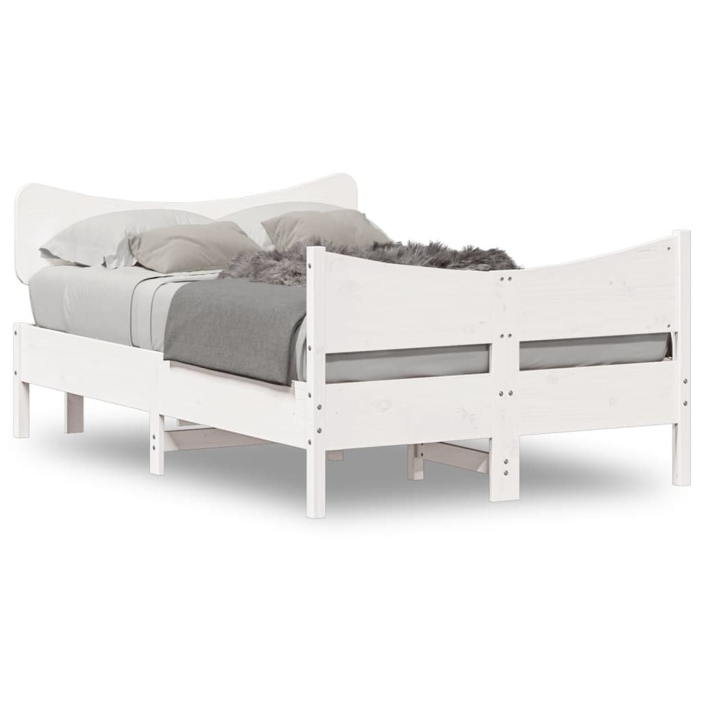 vidaXL Bed Frame without Mattress White 120x190 cm Small Double Solid Wood Pine