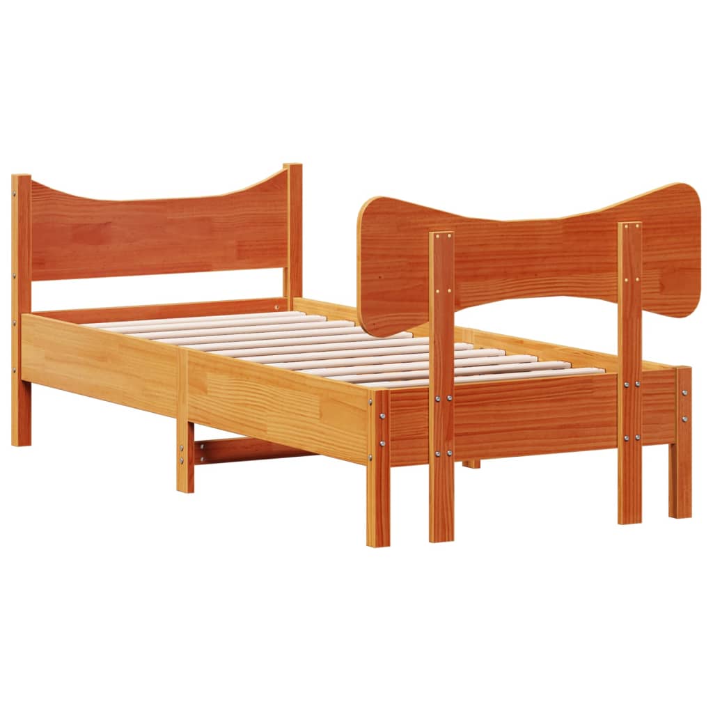 Bed Frame without Mattress Wax Brown 75x190 cm Small Single Solid Wood Pine