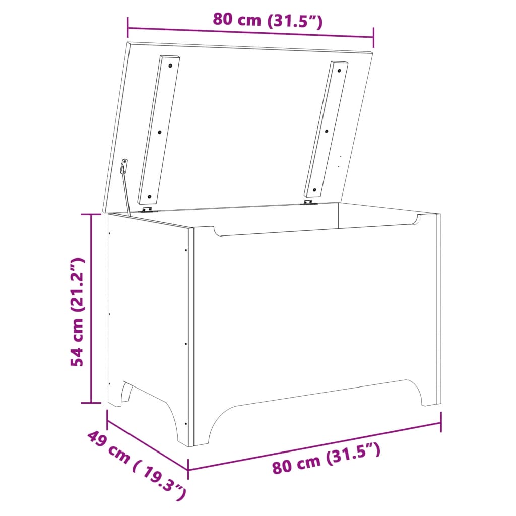 vidaXL Storage Box with Lid RANA White 80x49x54 cm Solid Wood Pine