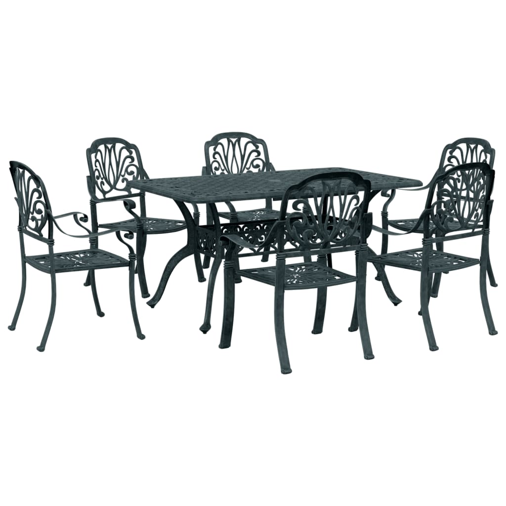 vidaXL 7 Piece Garden Dining Set Green Cast Aluminium