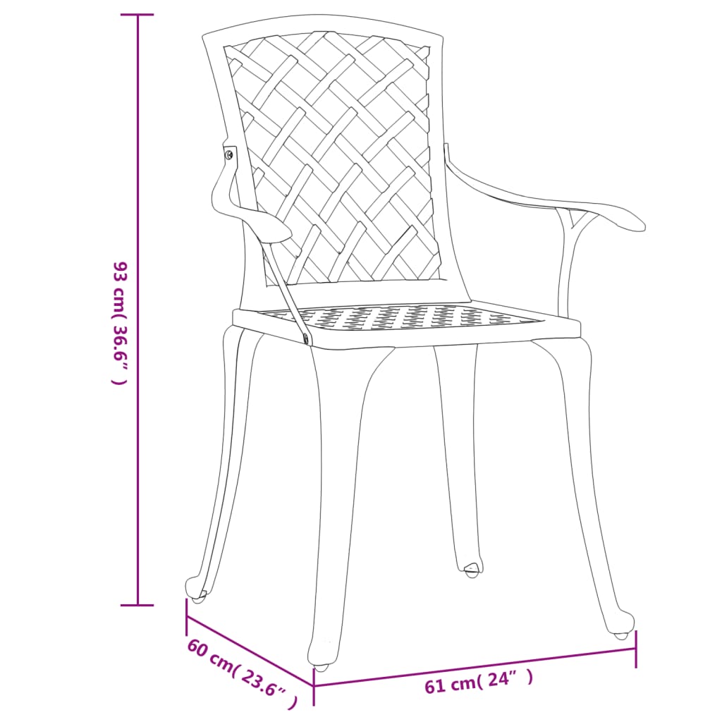Garden Chair | Black | Cast aluminium | Medium | Durable | Garden Chair