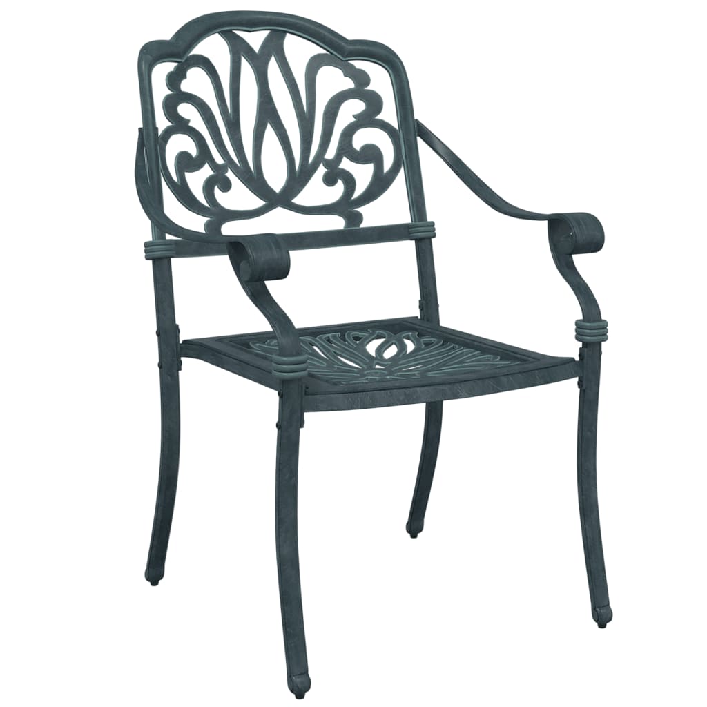 vidaXL 3 Piece Bistro Set Green Cast Aluminium