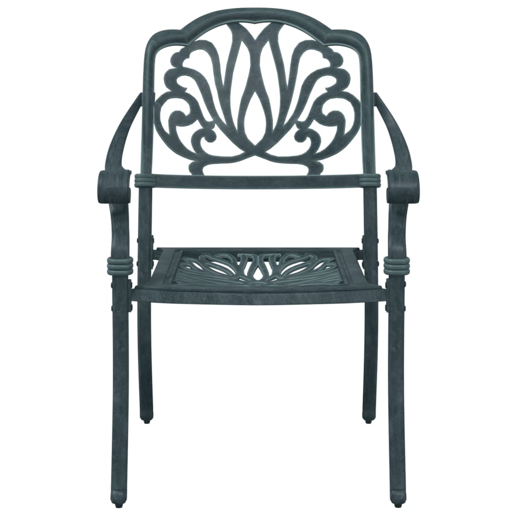 vidaXL 3 Piece Bistro Set Green Cast Aluminium