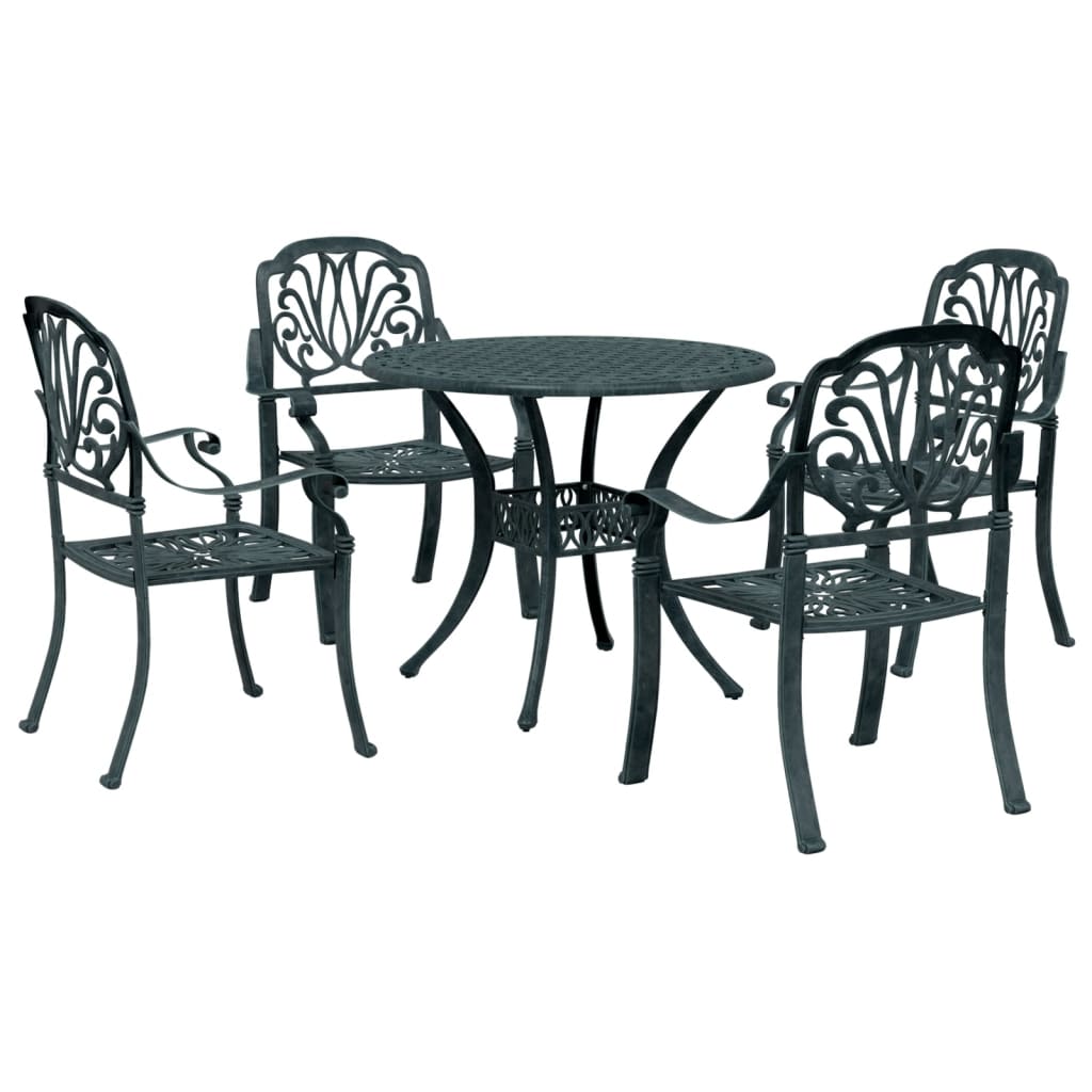 vidaXL 5 Piece Garden Dining Set Green Cast Aluminium