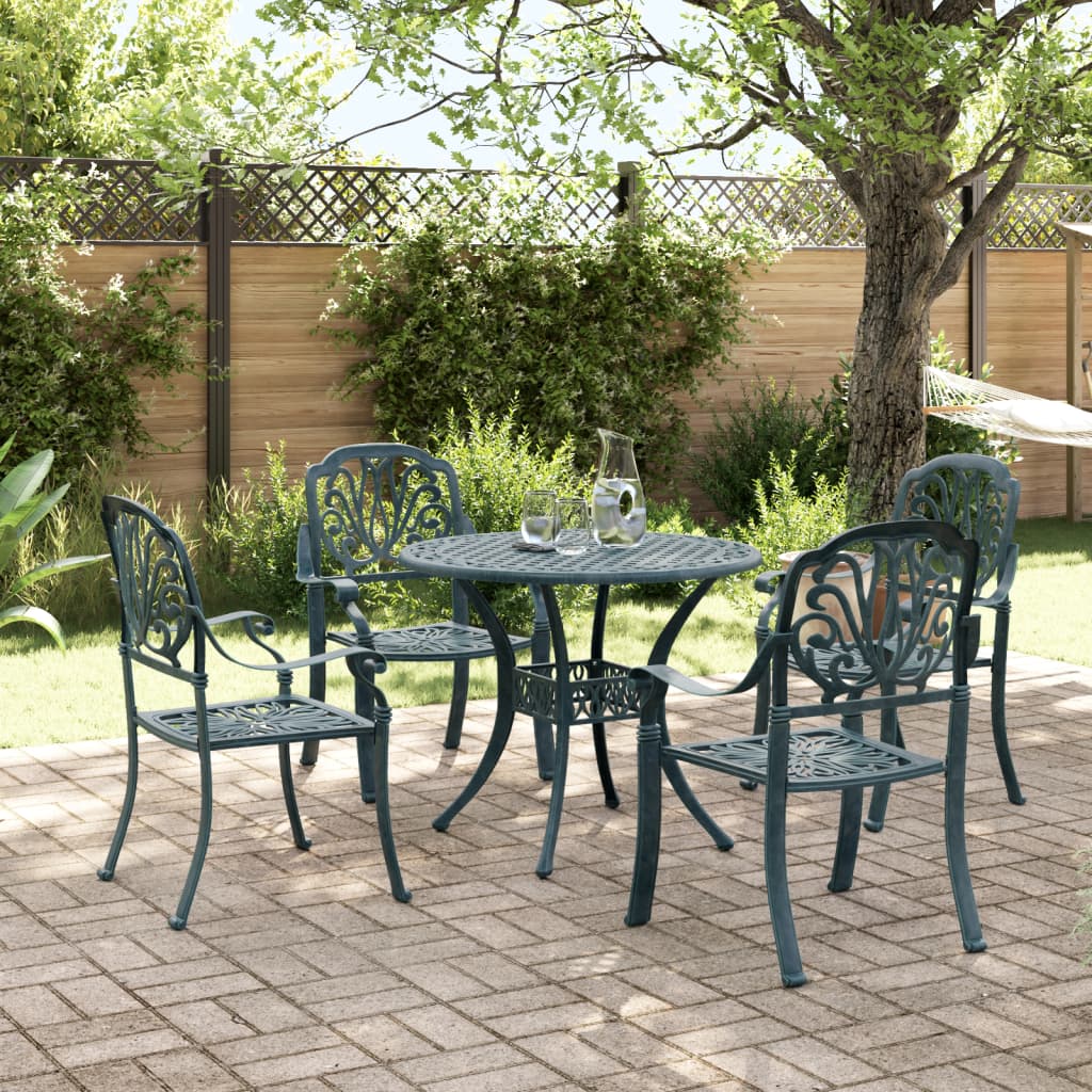 vidaXL 5 Piece Garden Dining Set Green Cast Aluminium