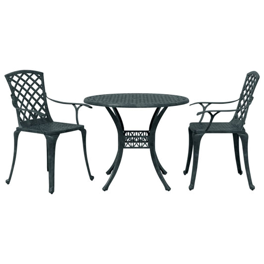 vidaXL 3 Piece Bistro Set Green Cast Aluminium