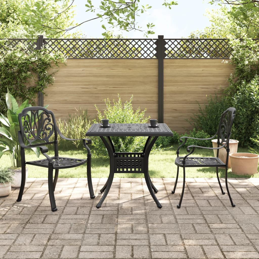 vidaXL 3 Piece Bistro Set Black Cast Aluminium