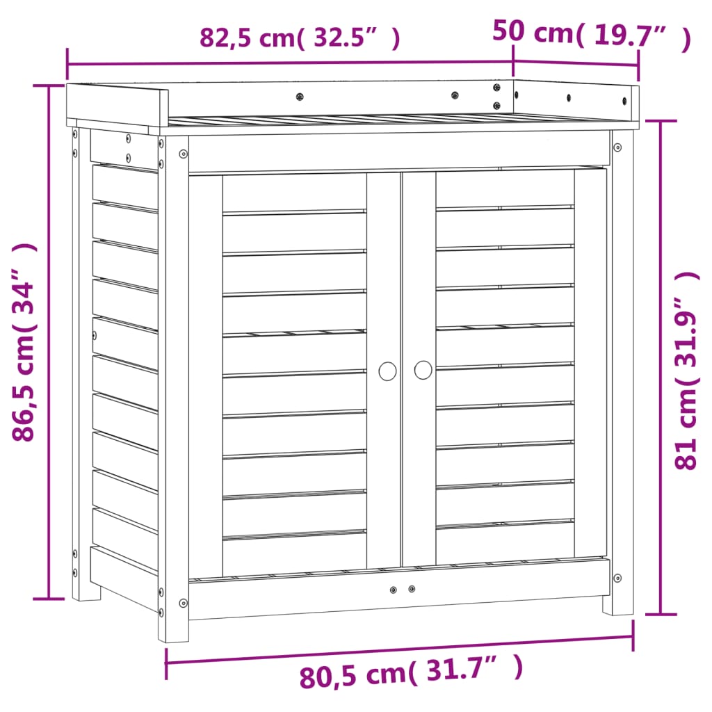 vidaXL Potting Table with Shelves White 82.5x50x86.5 cm Solid Wood Pine