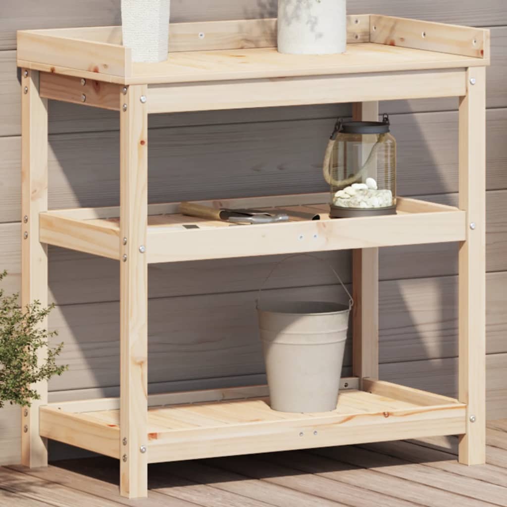 Potting Table with Shelves 82,5x45x86,5 cm Solid Wood Pine