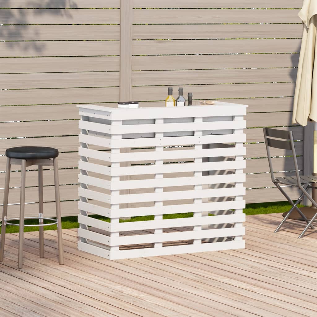 vidaXL Outdoor Bar Table White 113.5x50x103 cm Solid Wood Pine