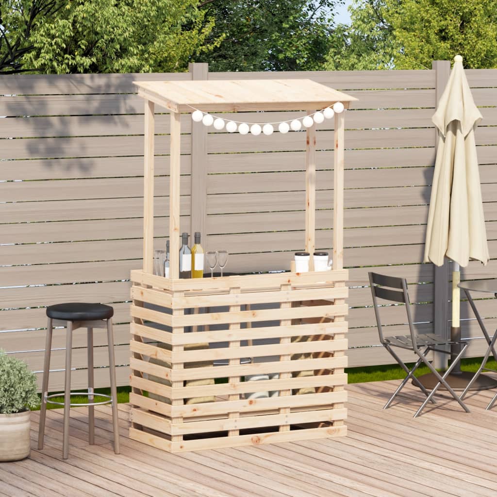 vidaXL Outdoor Bar Table with Roof 112.5x57x195.5 cm Solid Wood