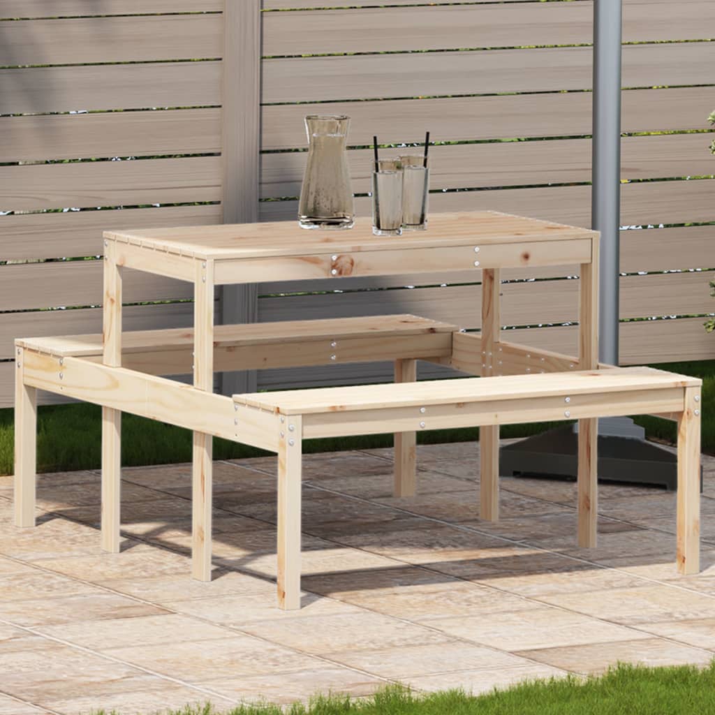 vidaXL Picnic Table 110x134x75 cm Solid Wood Pine