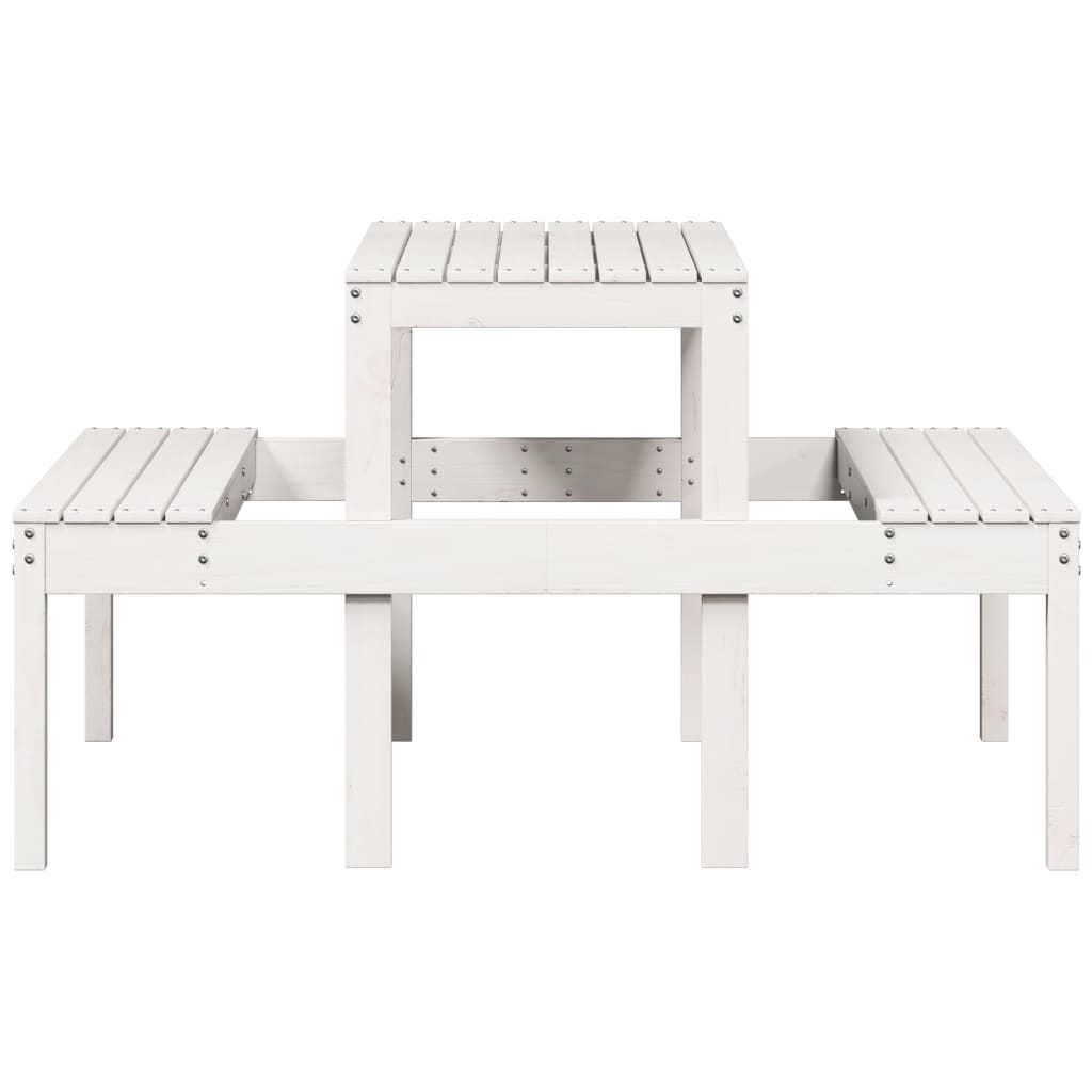 vidaXL Picnic Table White 110x134x75 cm Solid Wood Pine