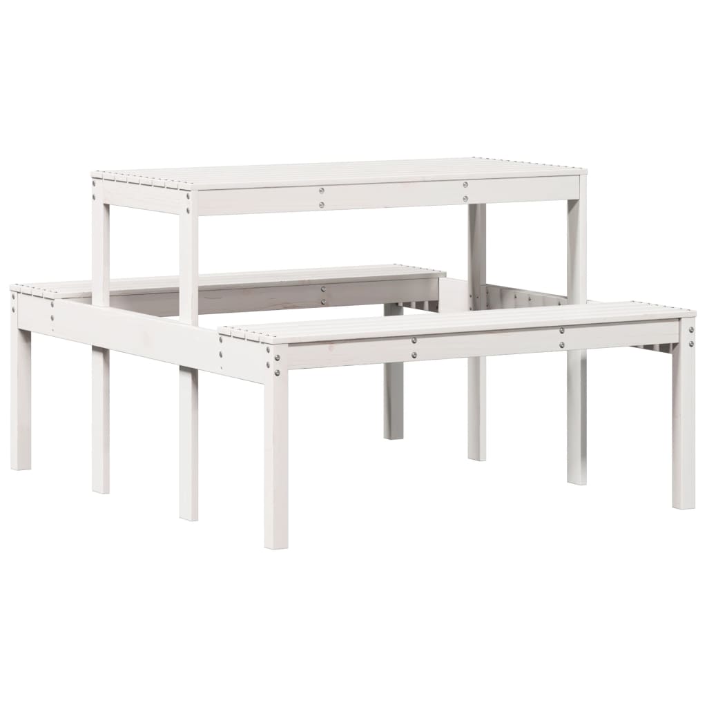 vidaXL Picnic Table White 110x134x75 cm Solid Wood Pine