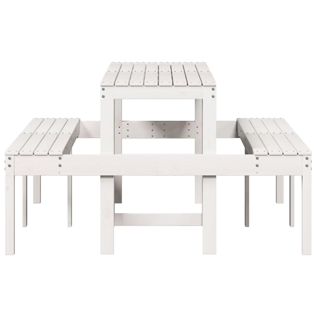 vidaXL Picnic Table White 160x134x75 cm Solid Wood Pine