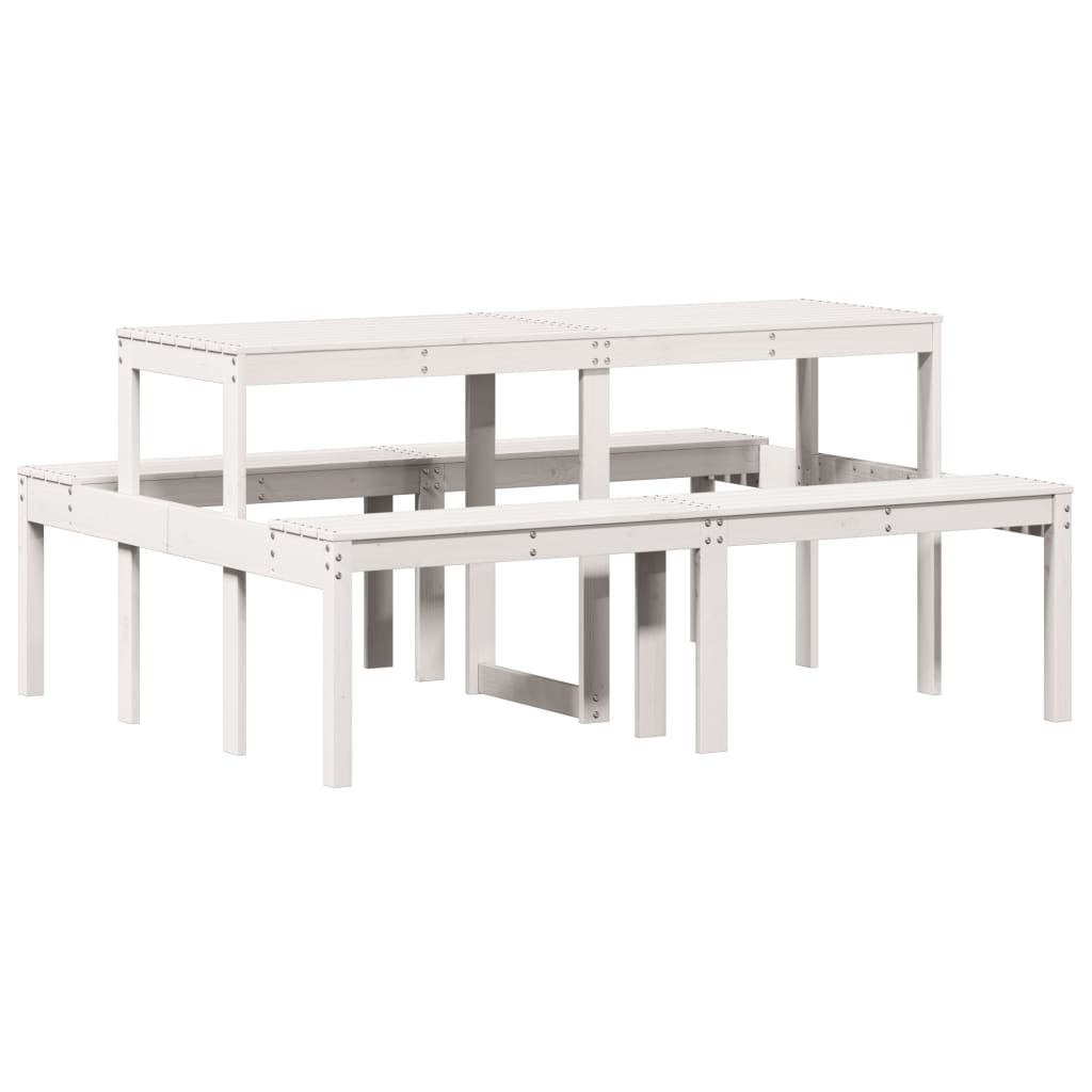 vidaXL Picnic Table White 160x134x75 cm Solid Wood Pine