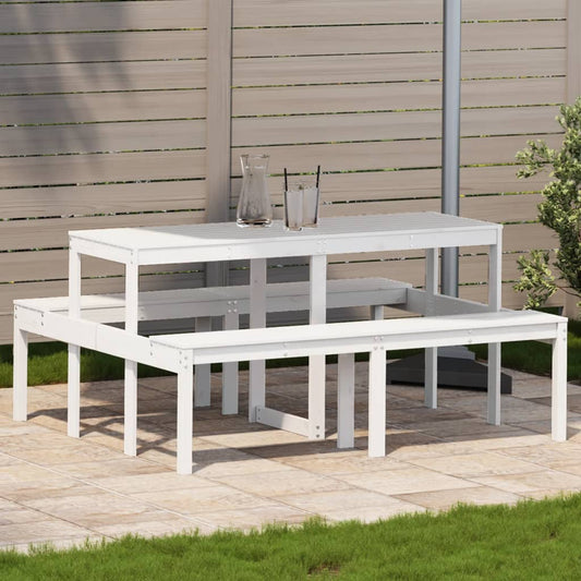 vidaXL Picnic Table White 160x134x75 cm Solid Wood Pine