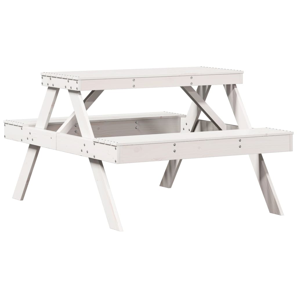 vidaXL Picnic Table White 105x134x75 cm Solid Wood Pine