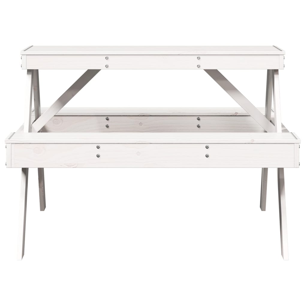 vidaXL Picnic Table White 105x134x75 cm Solid Wood Pine