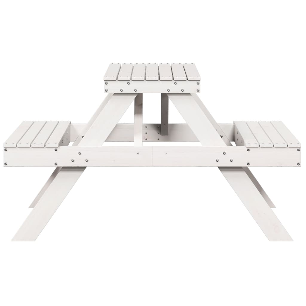 vidaXL Picnic Table White 105x134x75 cm Solid Wood Pine