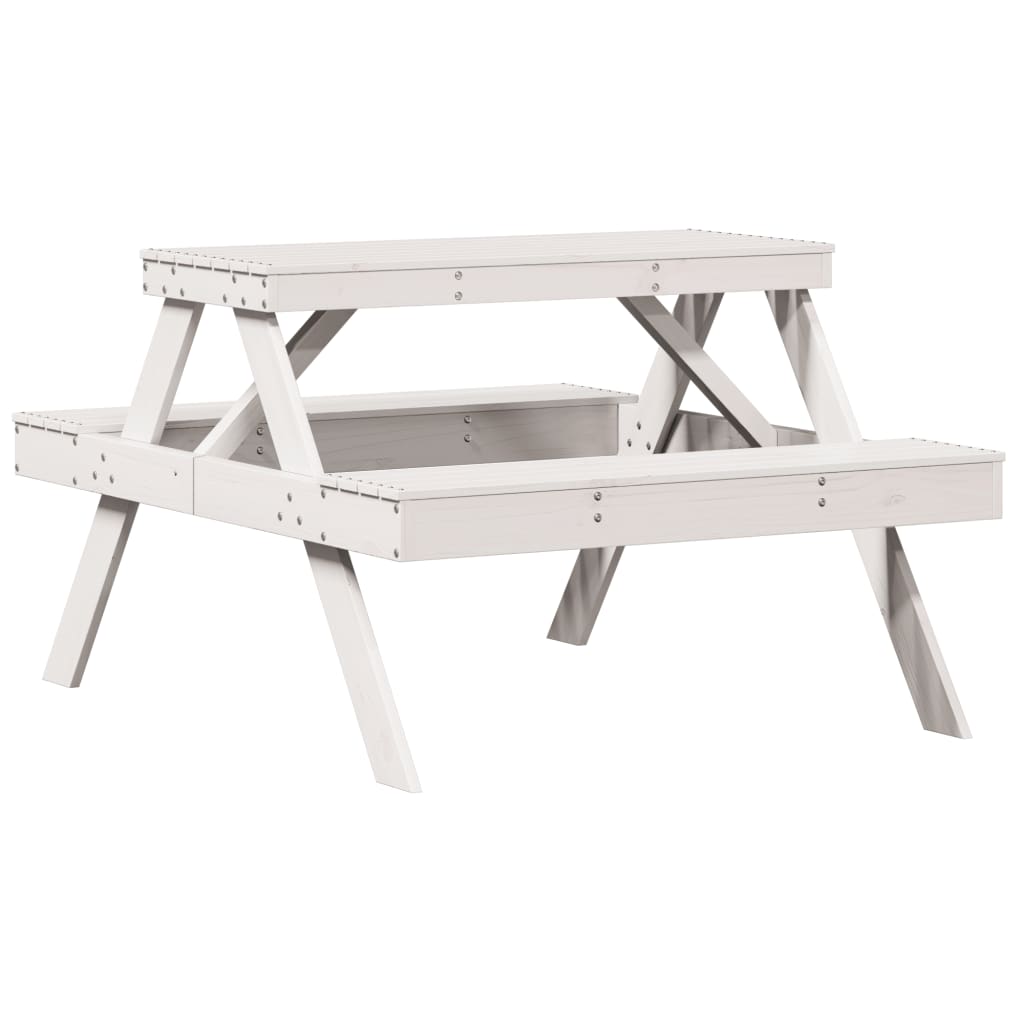 vidaXL Picnic Table White 105x134x75 cm Solid Wood Pine