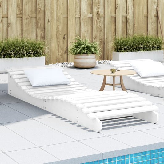 vidaXL Sun Lounger White 205x70x31.5 cm Solid Wood Pine