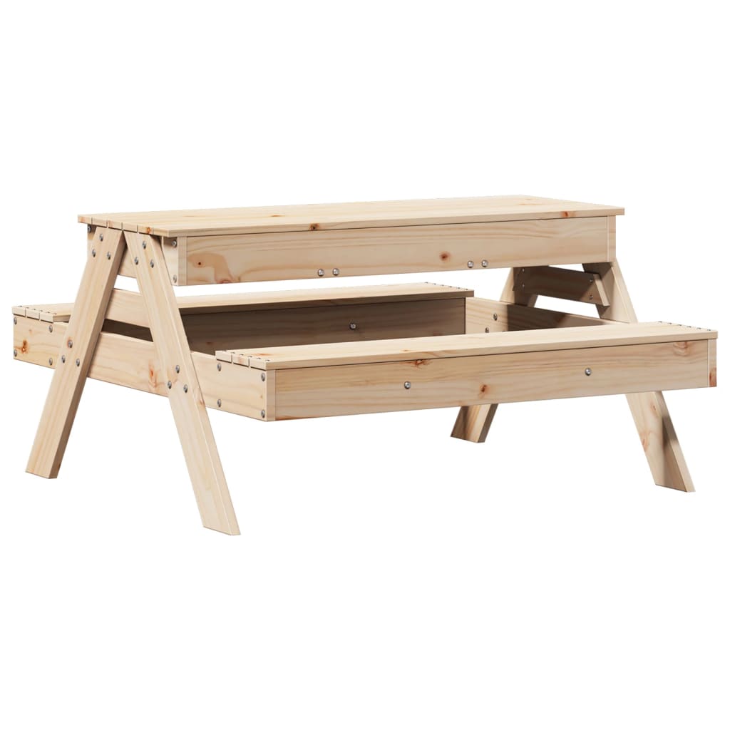 vidaXL Picnic Table with Sandpit for Kids Solid Wood Pine