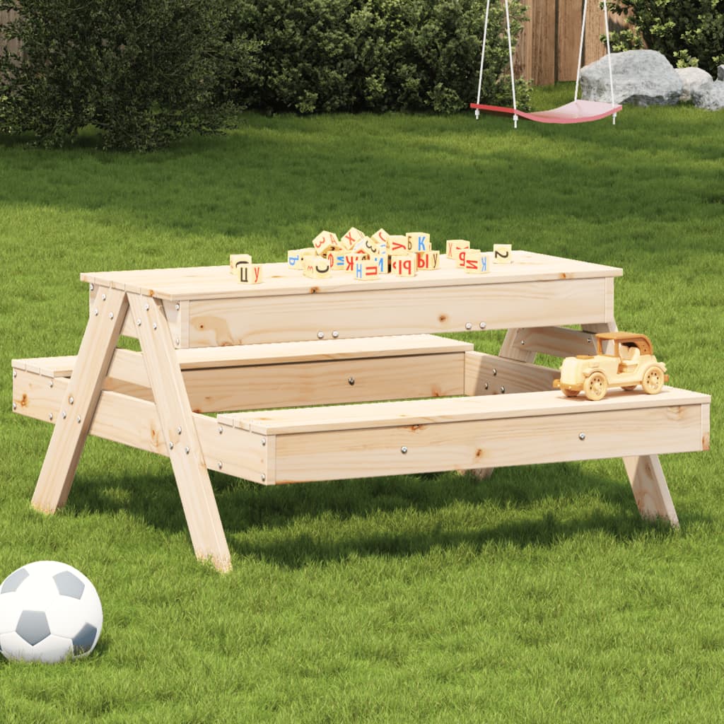 vidaXL Picnic Table with Sandpit for Kids Solid Wood Pine