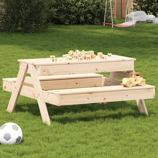 vidaXL Picnic Table with Sandpit for Kids Solid Wood Pine