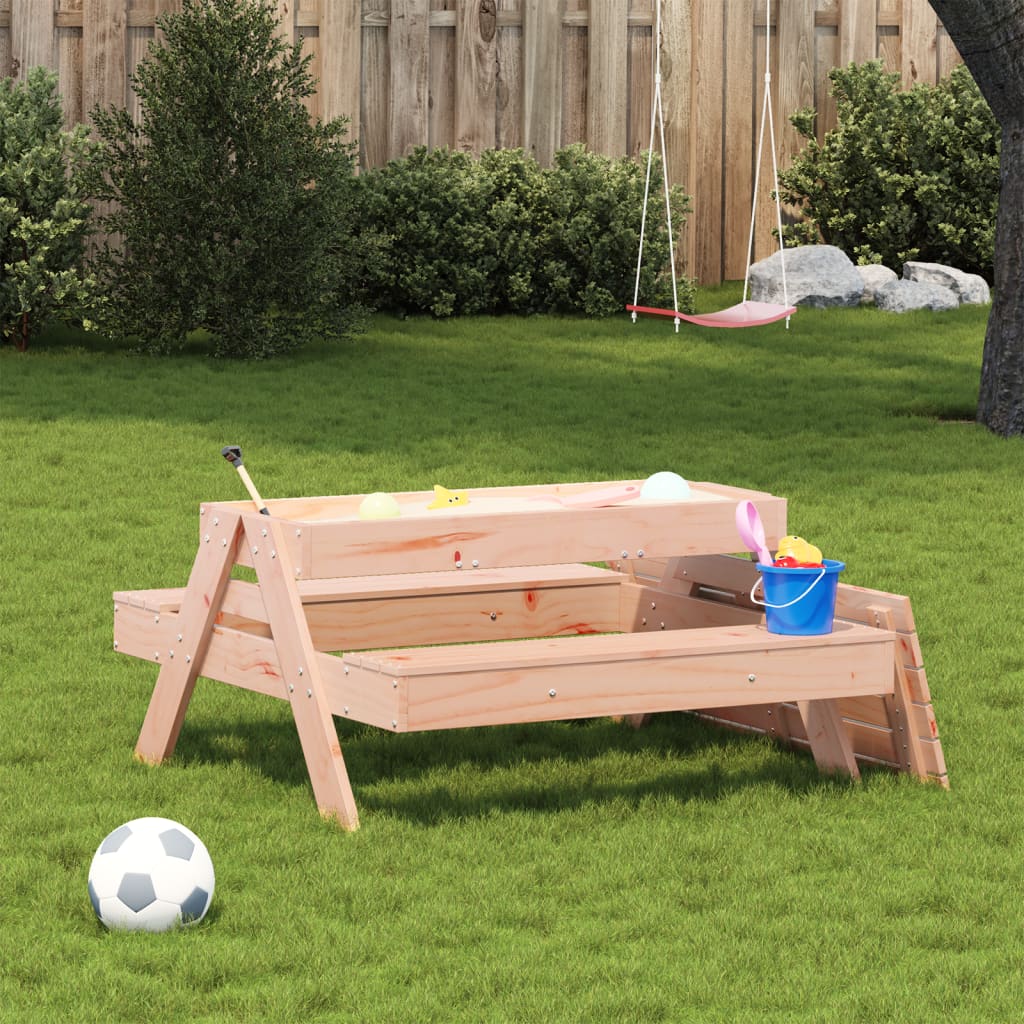 vidaXL Picnic Table with Sandpit for Kids Solid Wood Solid Wood Douglas