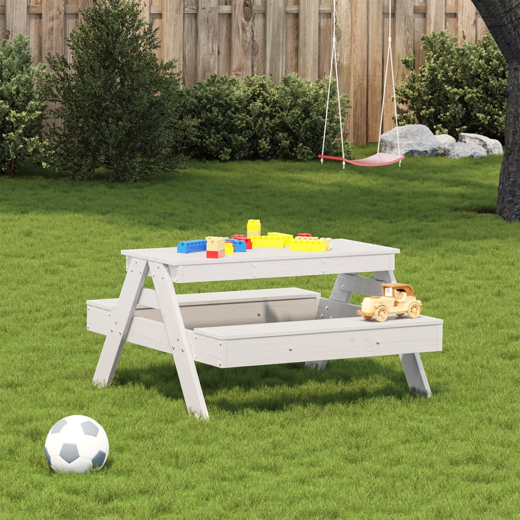 vidaXL Picnic Table for Kids White 88x97x52 cm Solid Wood Pine