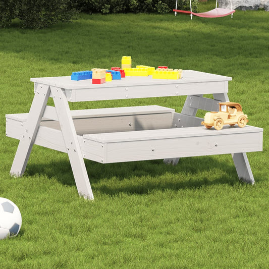 vidaXL Picnic Table for Kids White 88x97x52 cm Solid Wood Pine