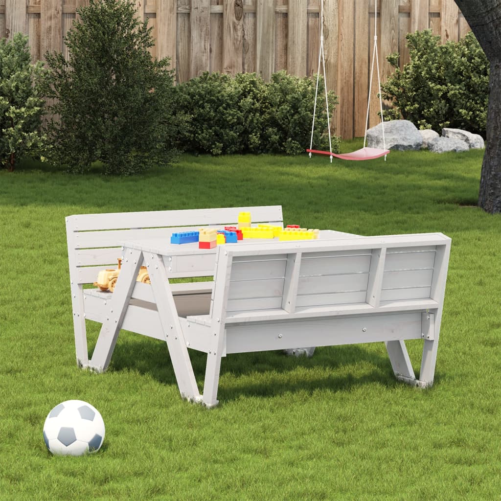 vidaXL Picnic Table for Kids White 88x122x58 cm Solid Wood Pine