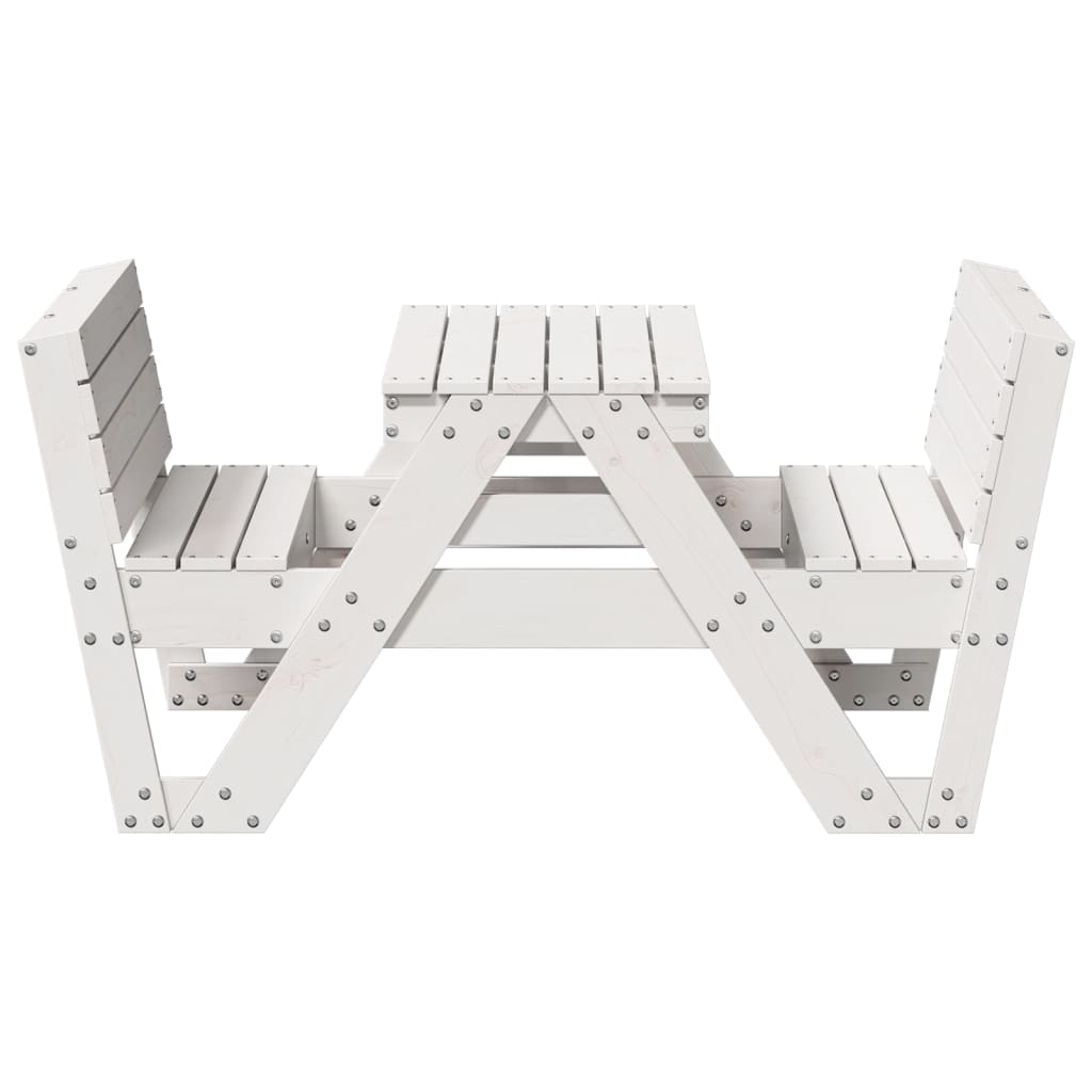 vidaXL Picnic Table for Kids White 88x122x58 cm Solid Wood Pine