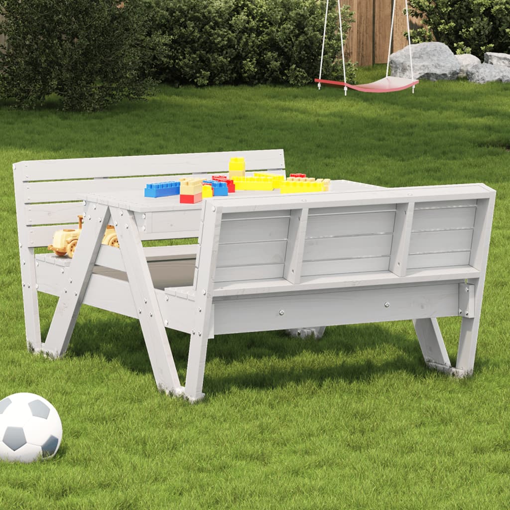 vidaXL Picnic Table for Kids White 88x122x58 cm Solid Wood Pine