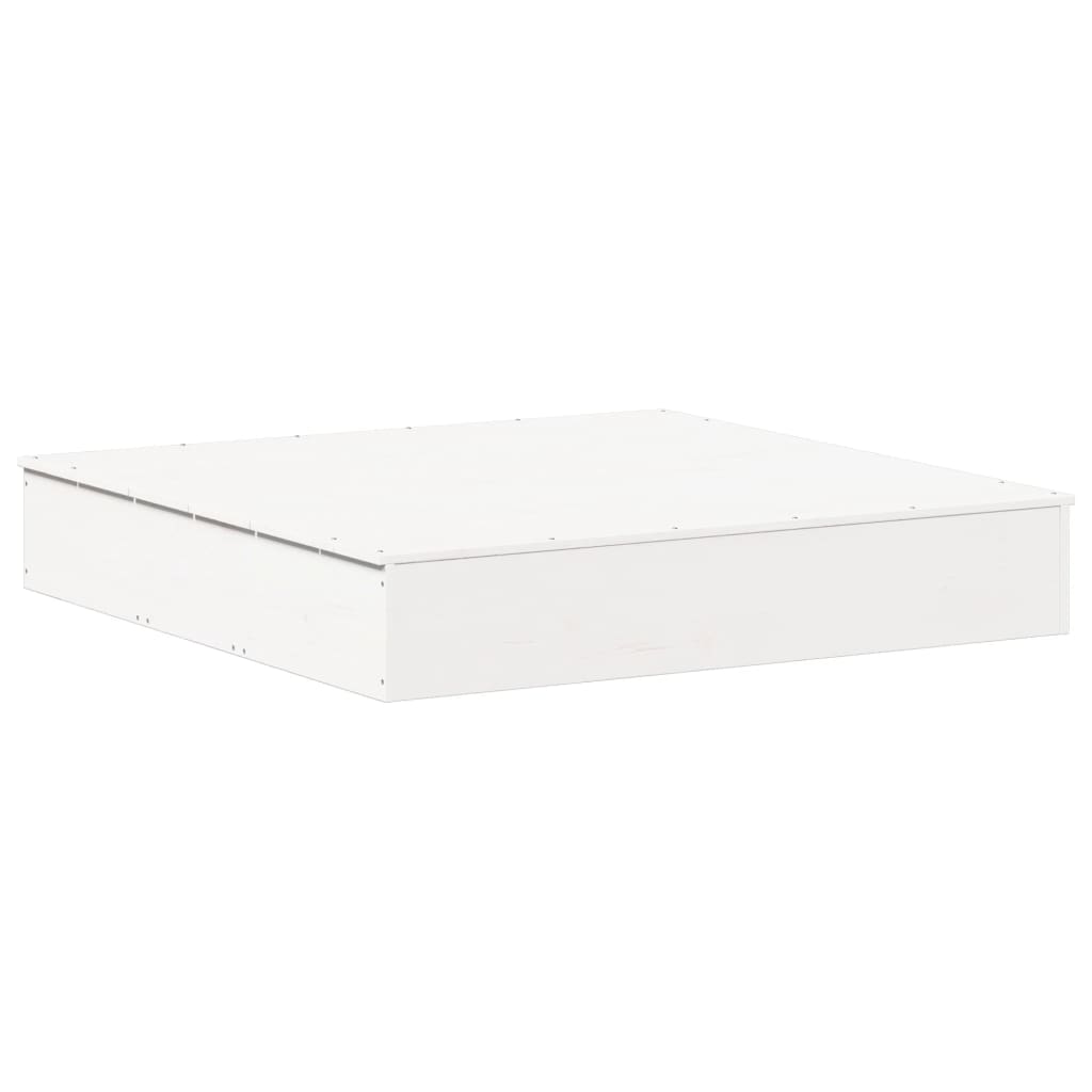 Sandpit with Cover White 111x111x19.5 cm Solid Wood Pine