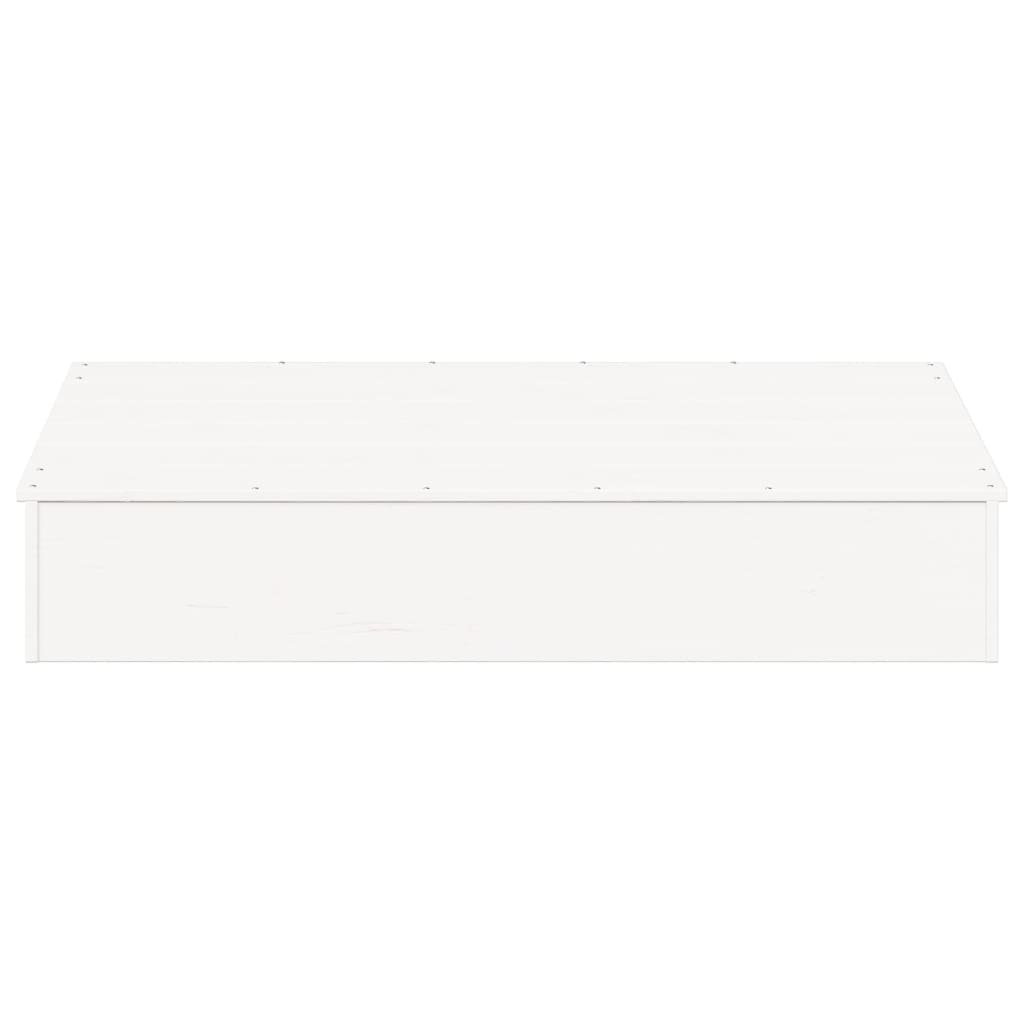 Sandpit with Cover White 111x111x19.5 cm Solid Wood Pine
