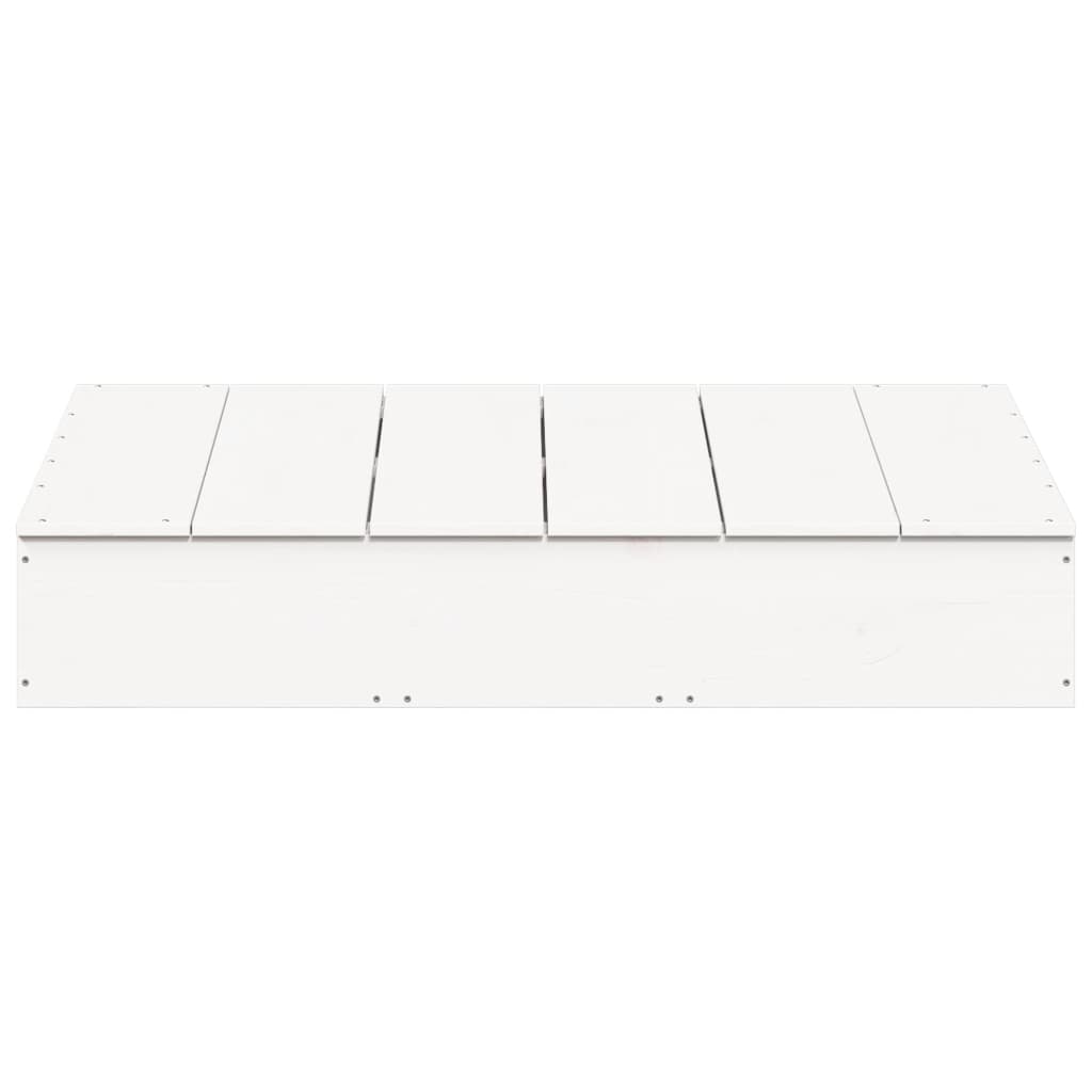 Sandpit with Cover White 111x111x19,5 cm Solid Wood Pine