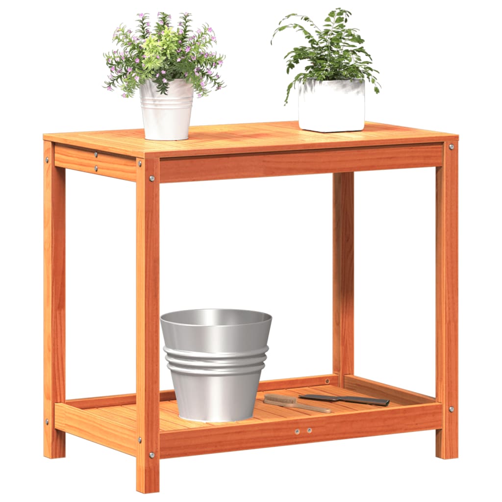 vidaXL Potting Table with Shelf Wax Brown 82.5x50x75 cm Solid Wood Pine