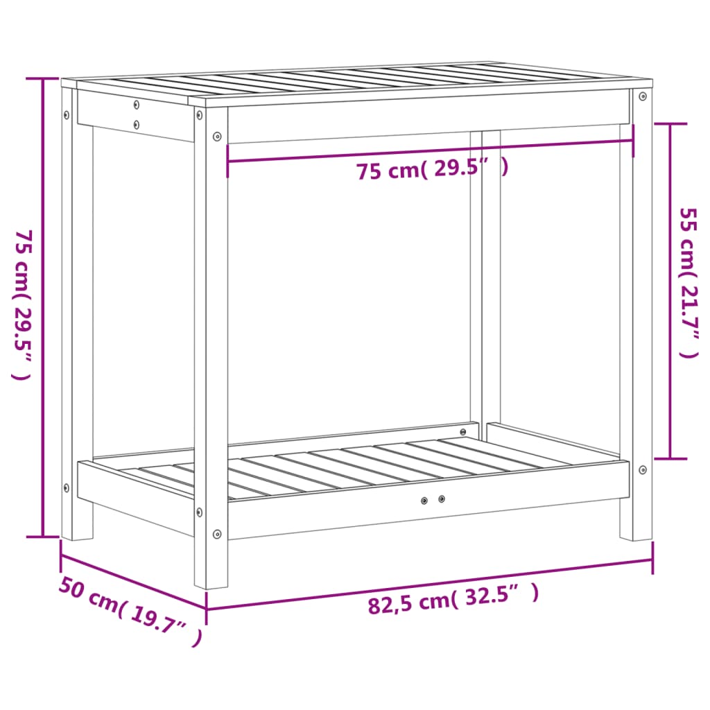 vidaXL Potting Table with Shelf Wax Brown 82.5x50x75 cm Solid Wood Pine