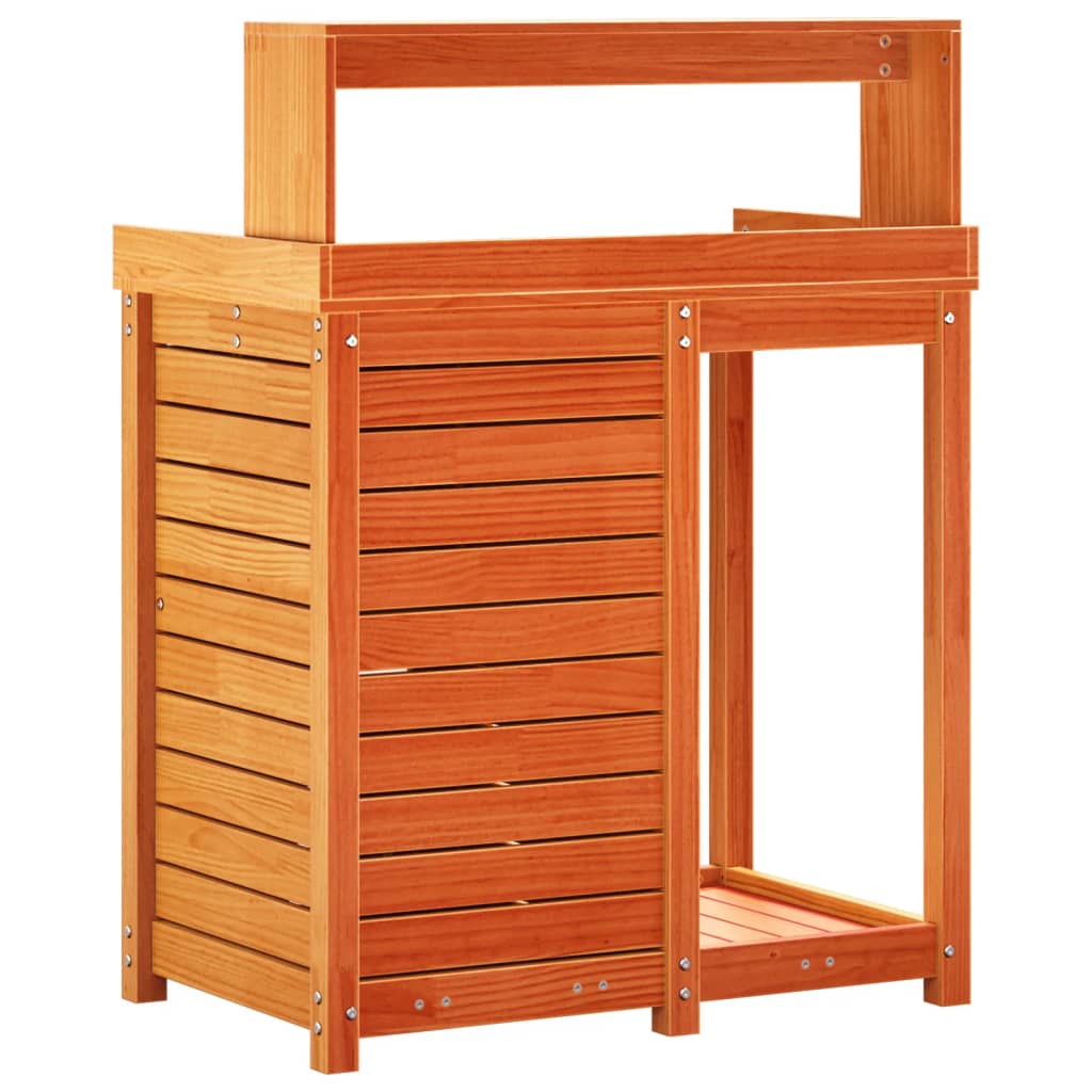 vidaXL Potting Table with Shelves Brown 82.5x50x109.5 cm Solid Wood Pine