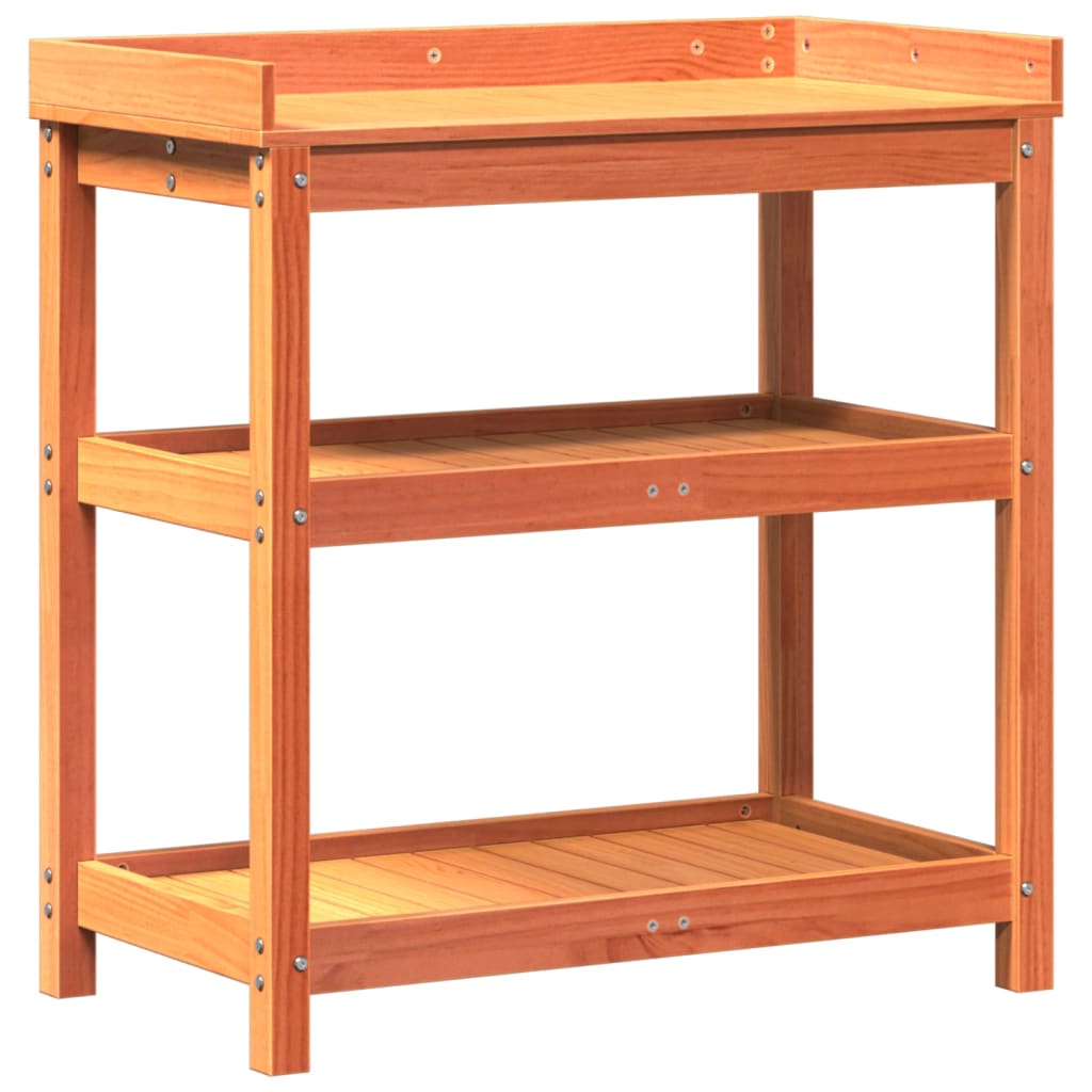 Potting Table with Shelves Brown 82.5x45x86.5 cm Solid Wood Pine