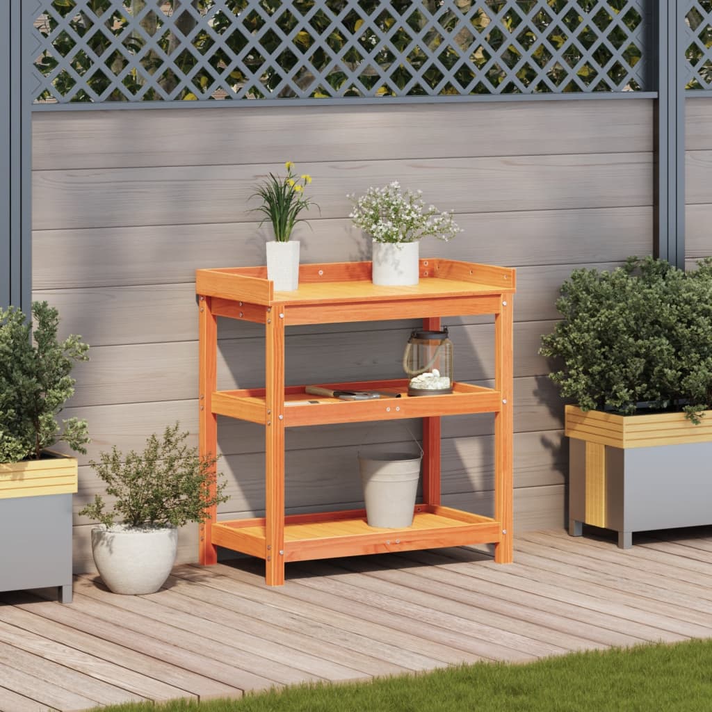 Potting Table with Shelves Brown 82.5x45x86.5 cm Solid Wood Pine