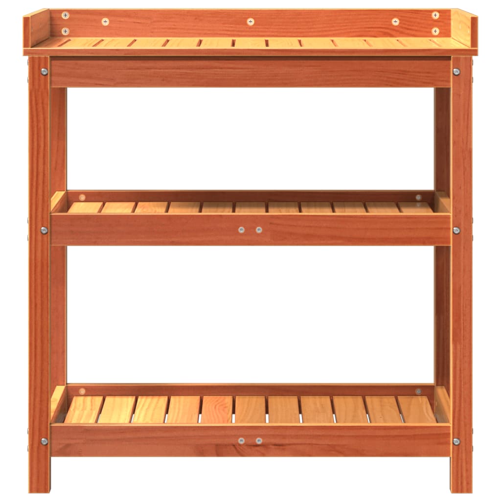 Potting Table with Shelves Brown 82.5x45x86.5 cm Solid Wood Pine